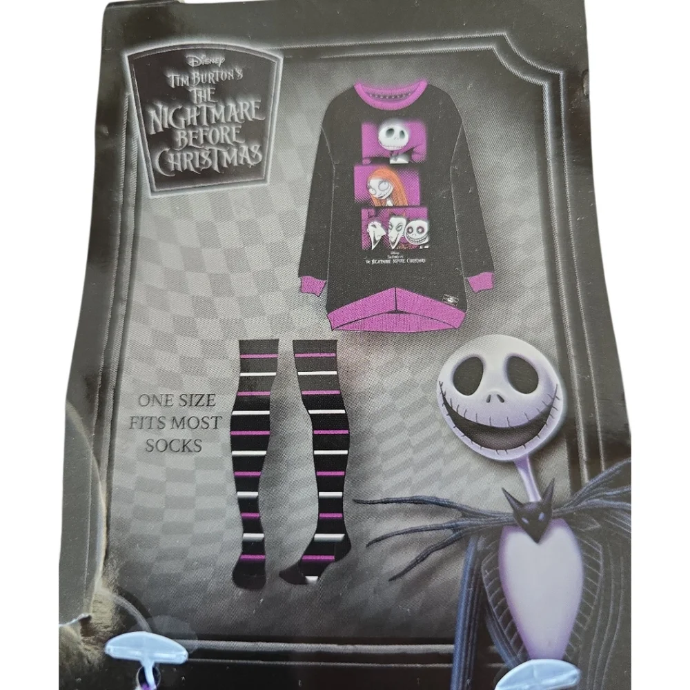 Disney NWT Nightmare Before Christmas Over the Knee Socks One Size Purple/Black